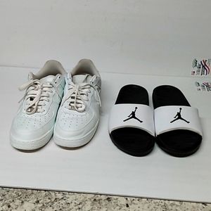 Nike Air Force 1 size 10 Jordan slides